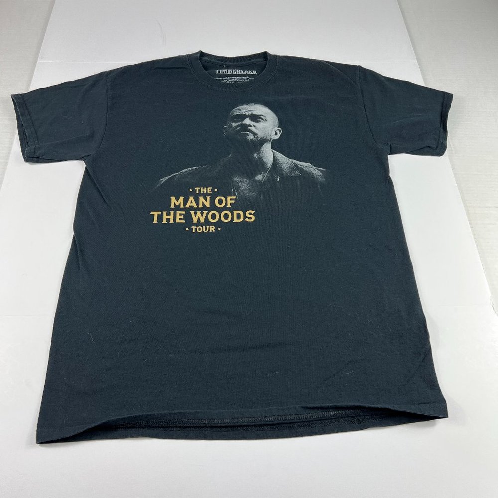 2018 Justin Timberlake Man Of The Woods Tour Shirt Medium Black Faded Photo Tee